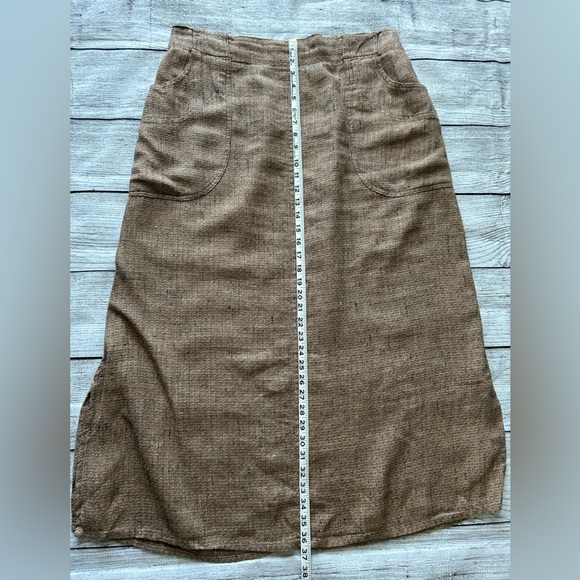 Flax 100% linen brown long skirt size large - Picture 9 of 10